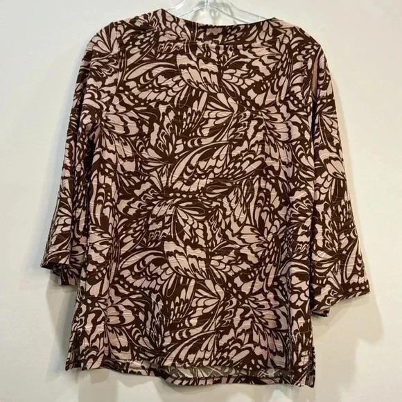 Emily Daniels Women's Long Sleeve Brown and Tan Pattern Pull Over Shirt Size S - Picture 8 of 11